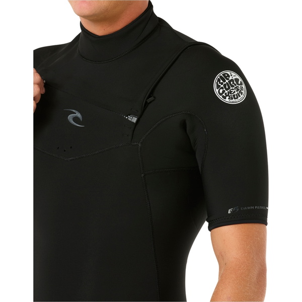 2026 Rip Curl Männer Dawn Patrol 2/2mm Kurzämelig Brustreißverschluss Neoprenanzug 16VMFS - Black
